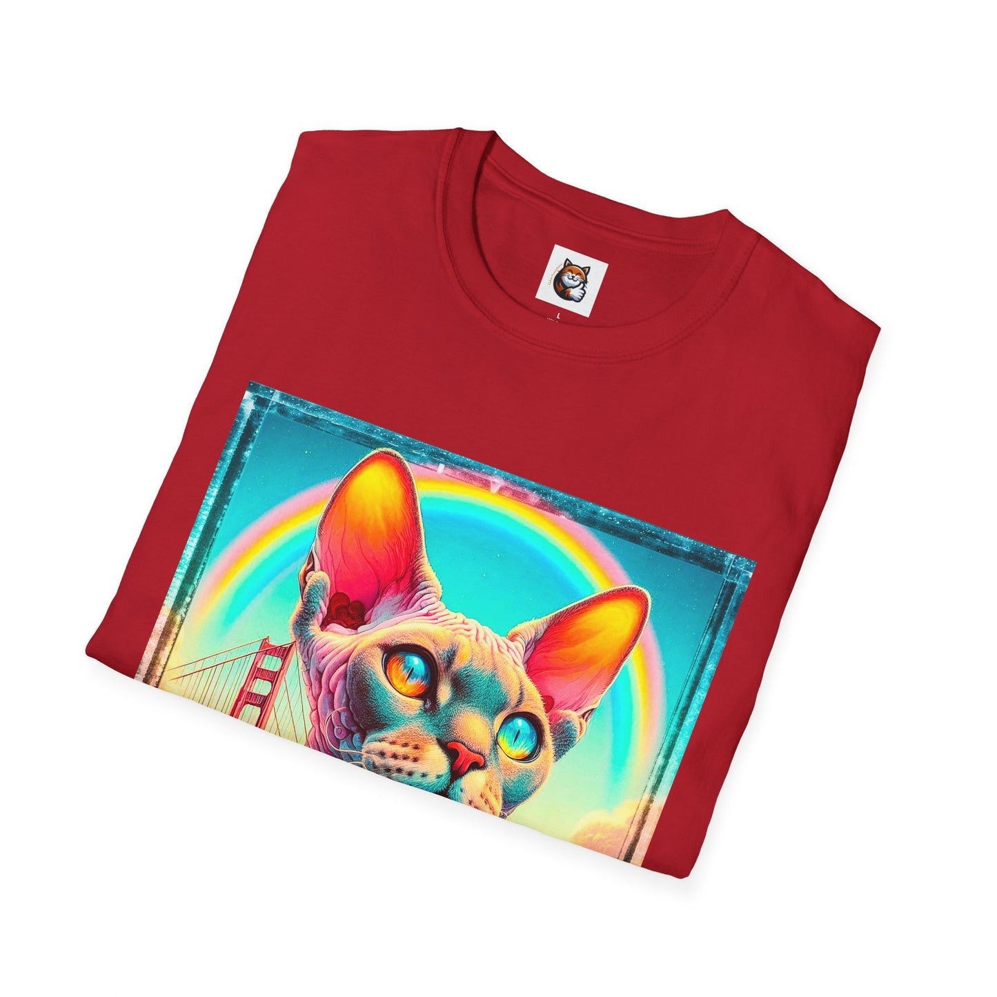 Devon Rex Cat rainbow  Softstyle T-Shirt