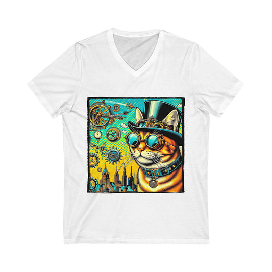 Domestic Cat Unisex Jersey Short Sleeve V-Neck Tee