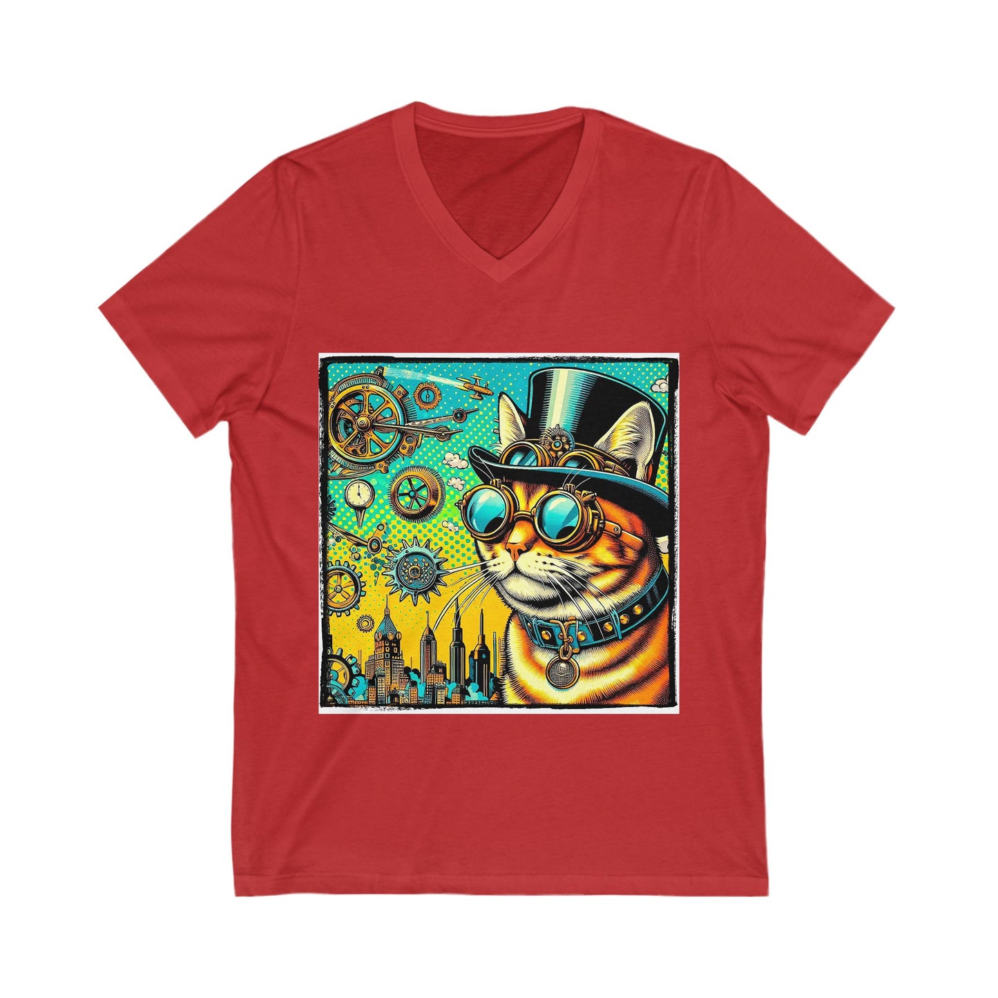 Domestic Cat Unisex Jersey Short Sleeve V-Neck Tee