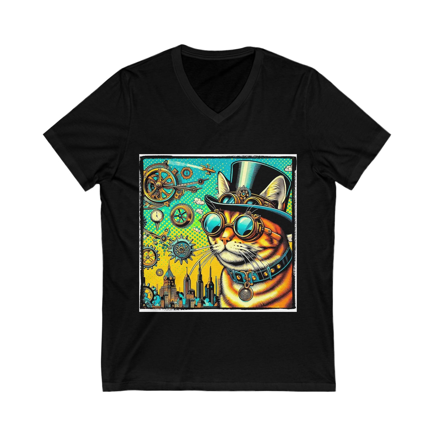 Domestic Cat Unisex Jersey Short Sleeve V-Neck Tee