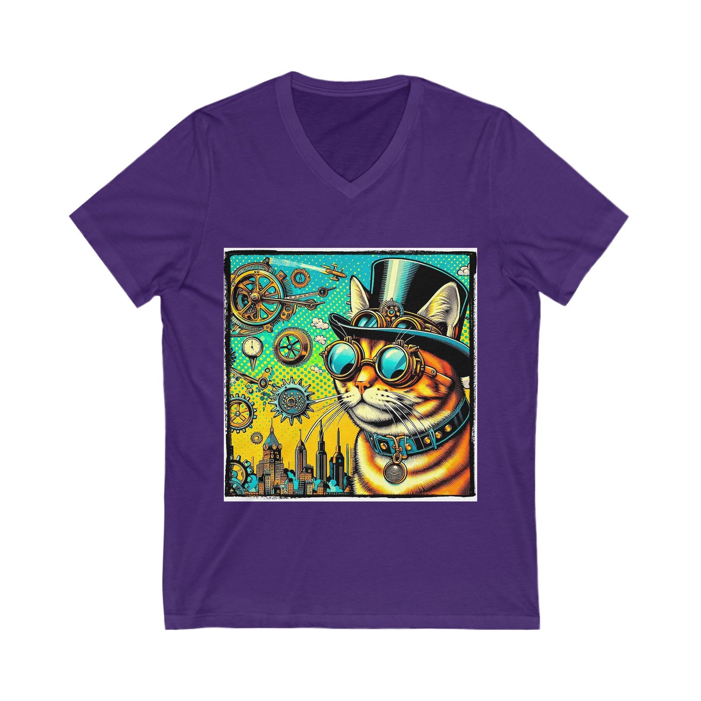 Domestic Cat Unisex Jersey Short Sleeve V-Neck Tee