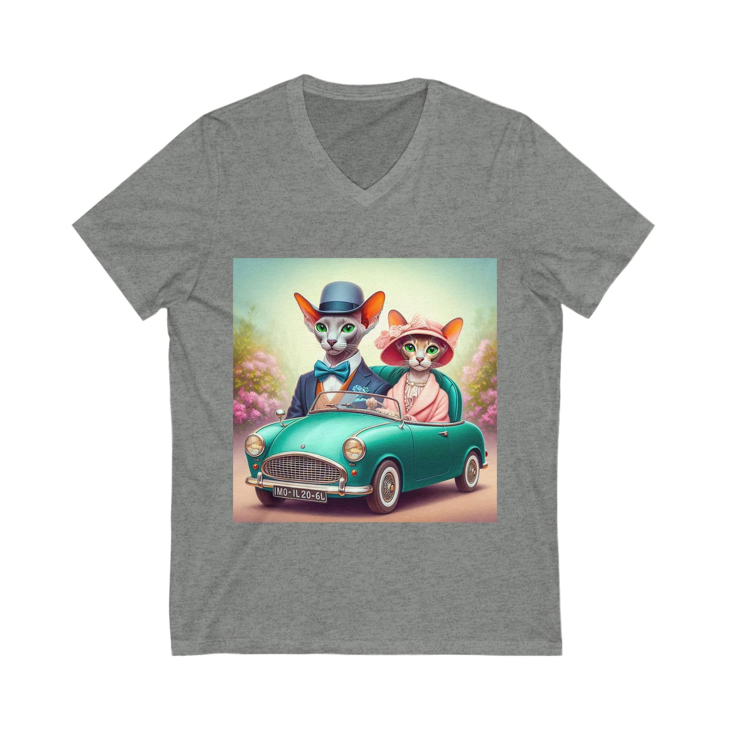 Wacky Oriental Shorthair Unisex Jersey Short Sleeve V-Neck Tee