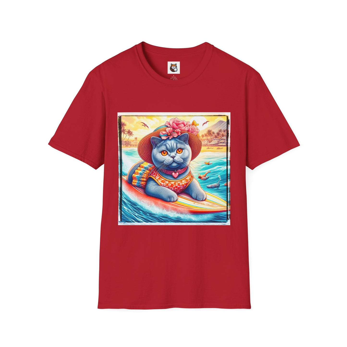 British Shorthair pretty surfer girl Softstyle T-Shirt