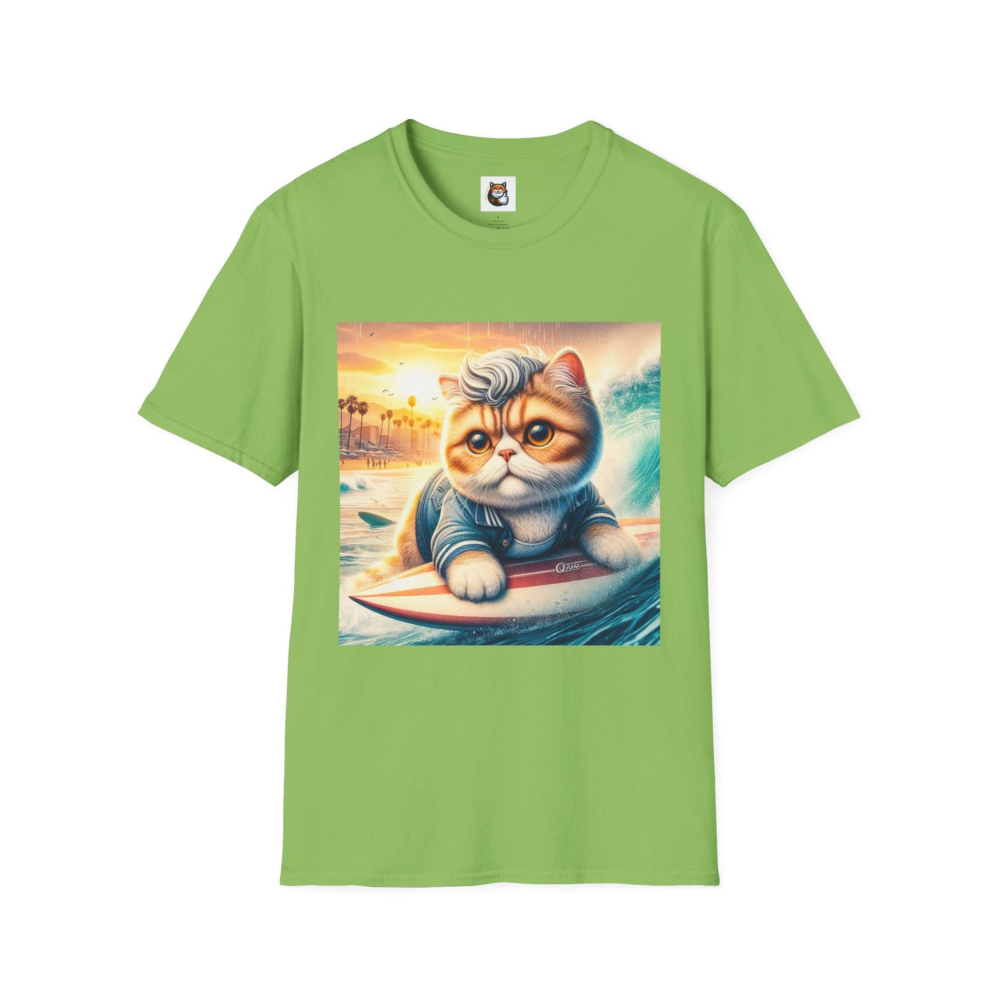 Selkirk Rex Cat T-Shirt -handsome surfer