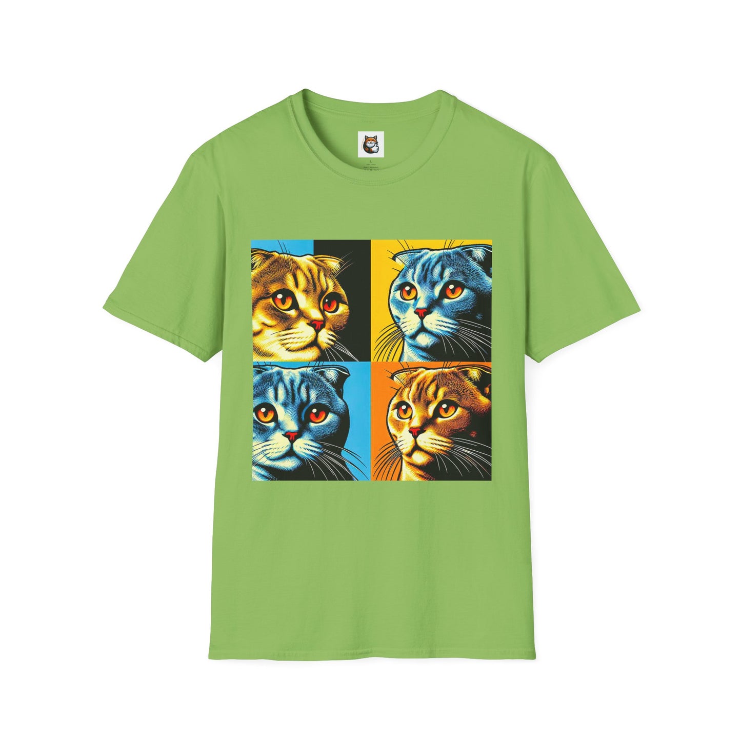 Scottish Fold Cat colorful squares  T-Shirt