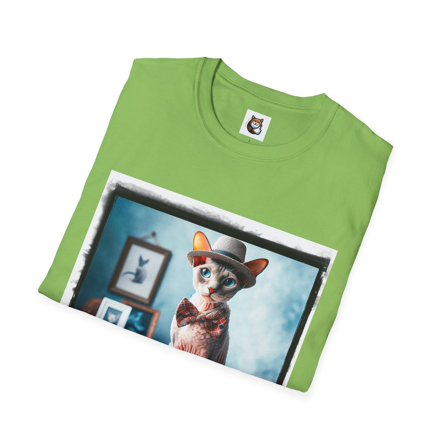 Cornish Rex Cat hat and bow tie Softstyle T-Shirt