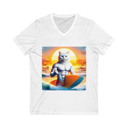 Domestic Cat Unisex Jersey Short Sleeve V-Neck Tee