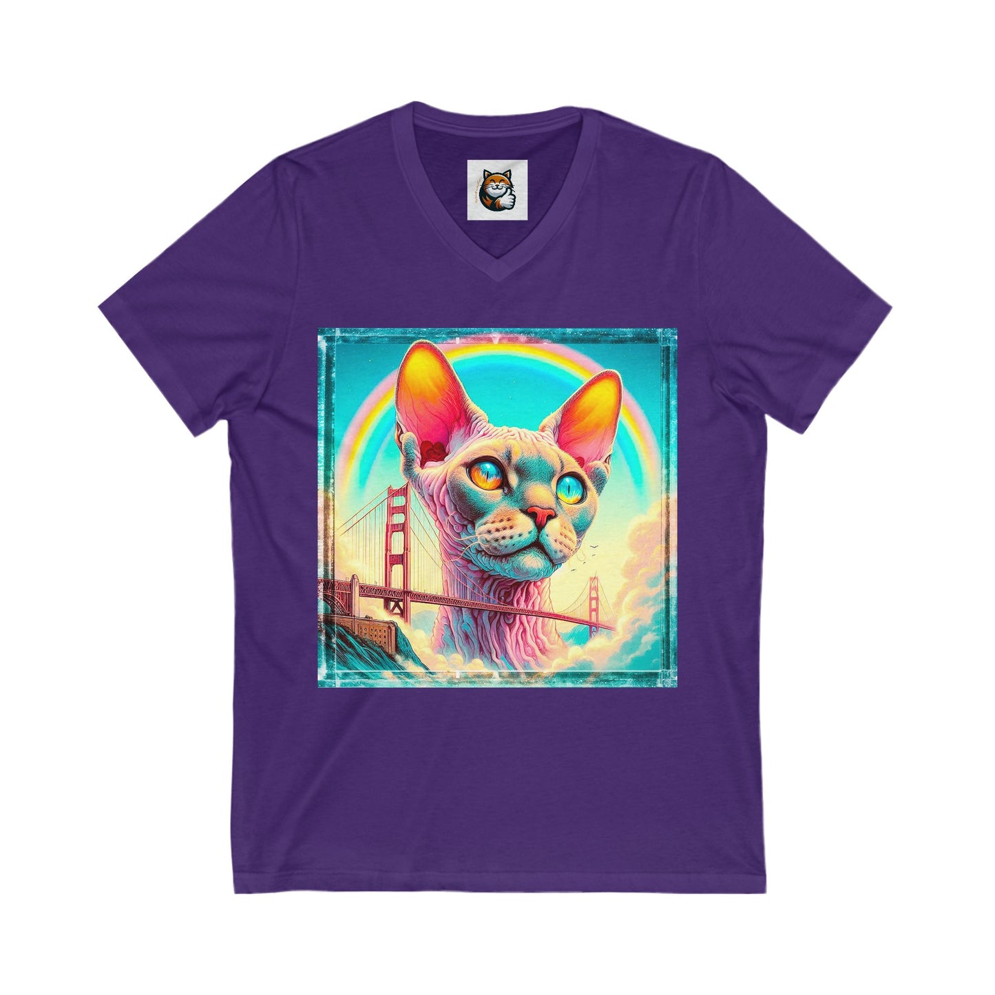 Devon Rex Cat Unisex Jersey Short Sleeve V-Neck Tee