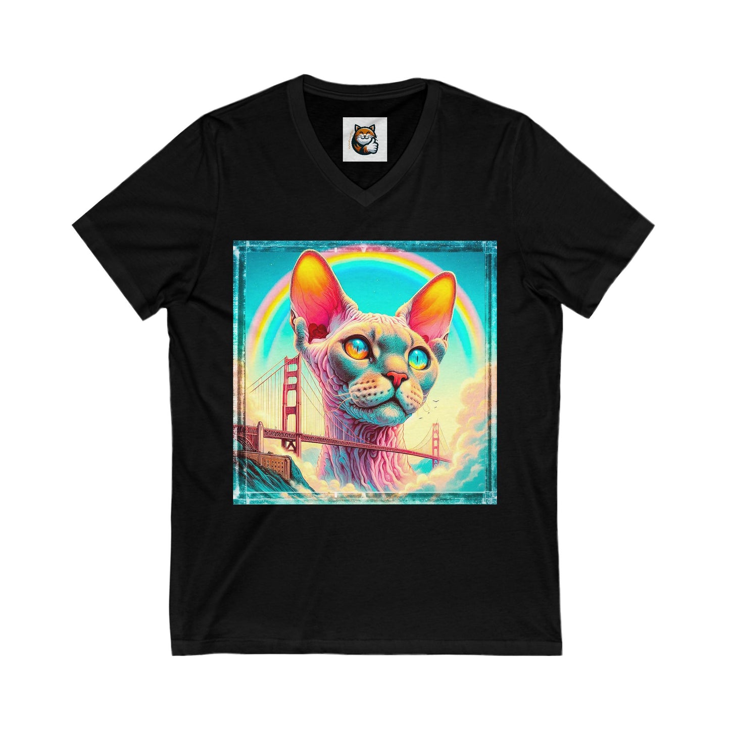 Devon Rex Cat Unisex Jersey Short Sleeve V-Neck Tee