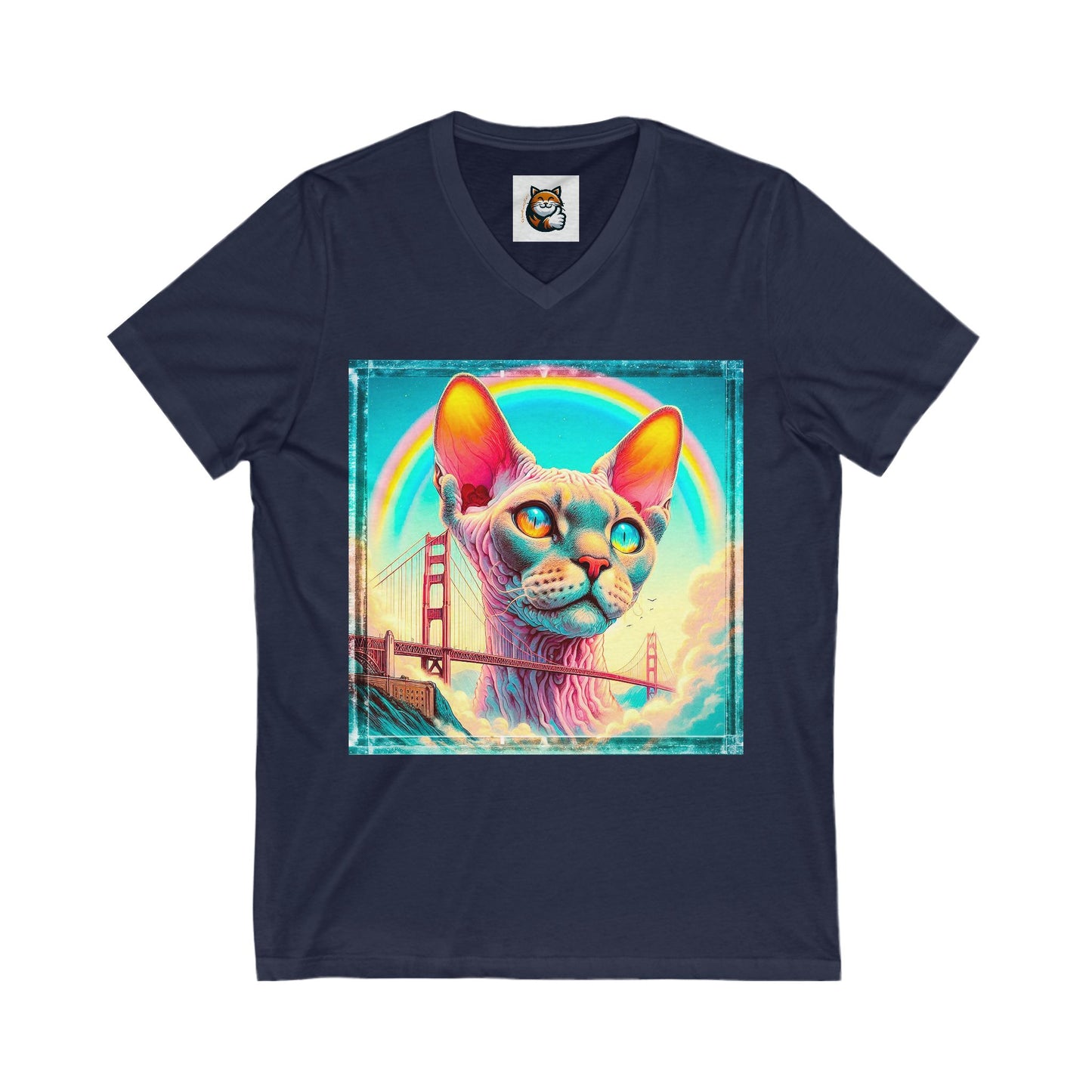 Devon Rex Cat Unisex Jersey Short Sleeve V-Neck Tee