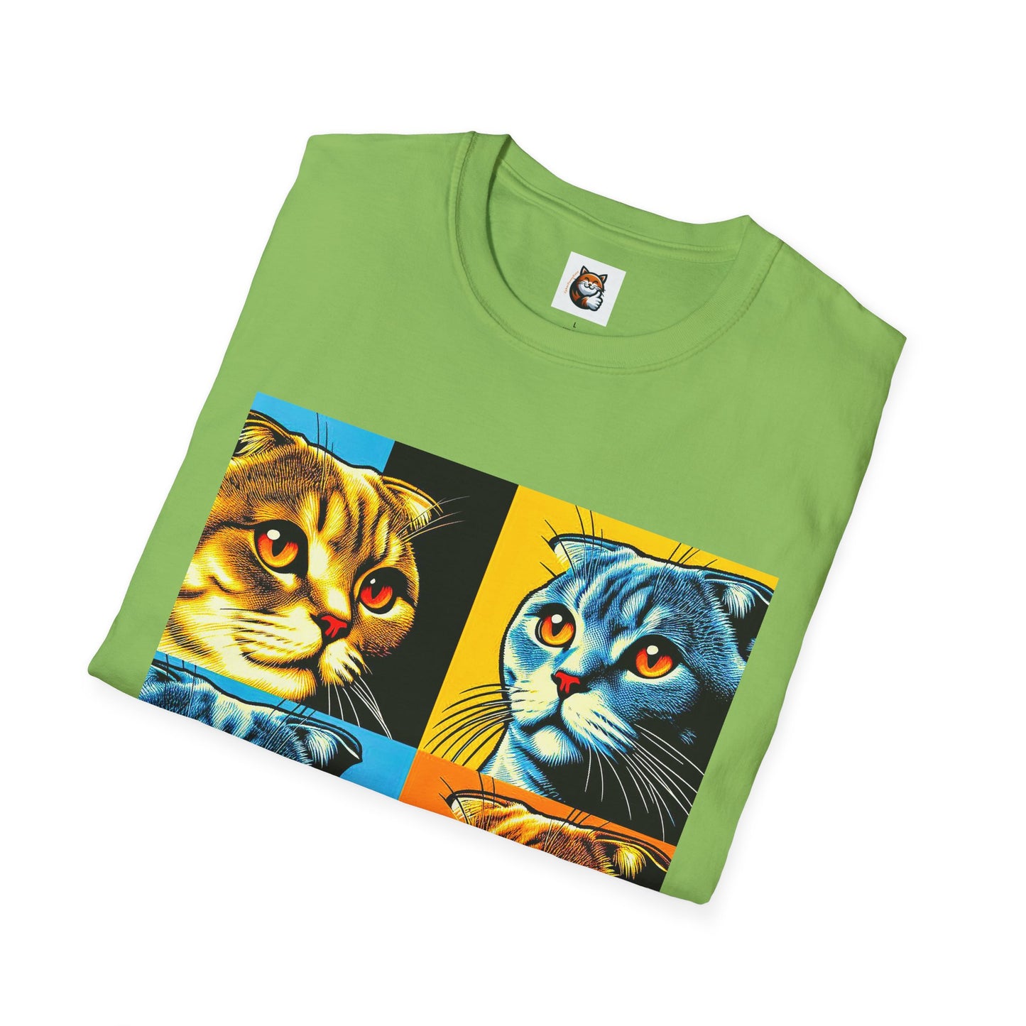 Scottish Fold Cat colorful squares  T-Shirt