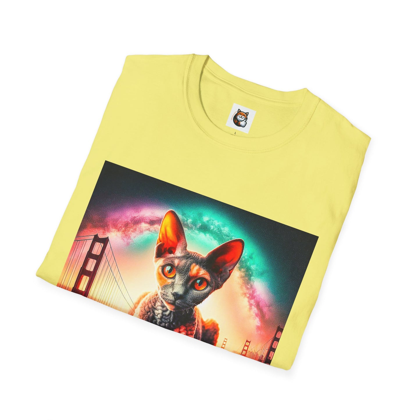 Devon Rex rainbow  Unisex Softstyle T-Shirt