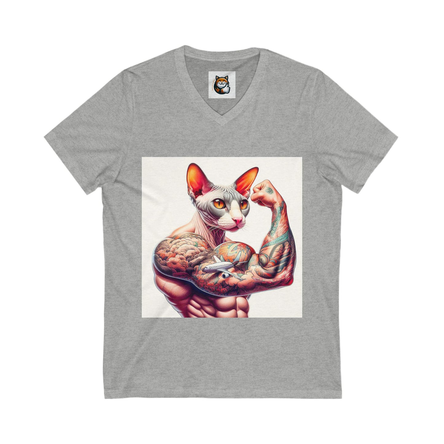Cornish Rex Cat Unisex Jersey Short Sleeve V-Neck Tee