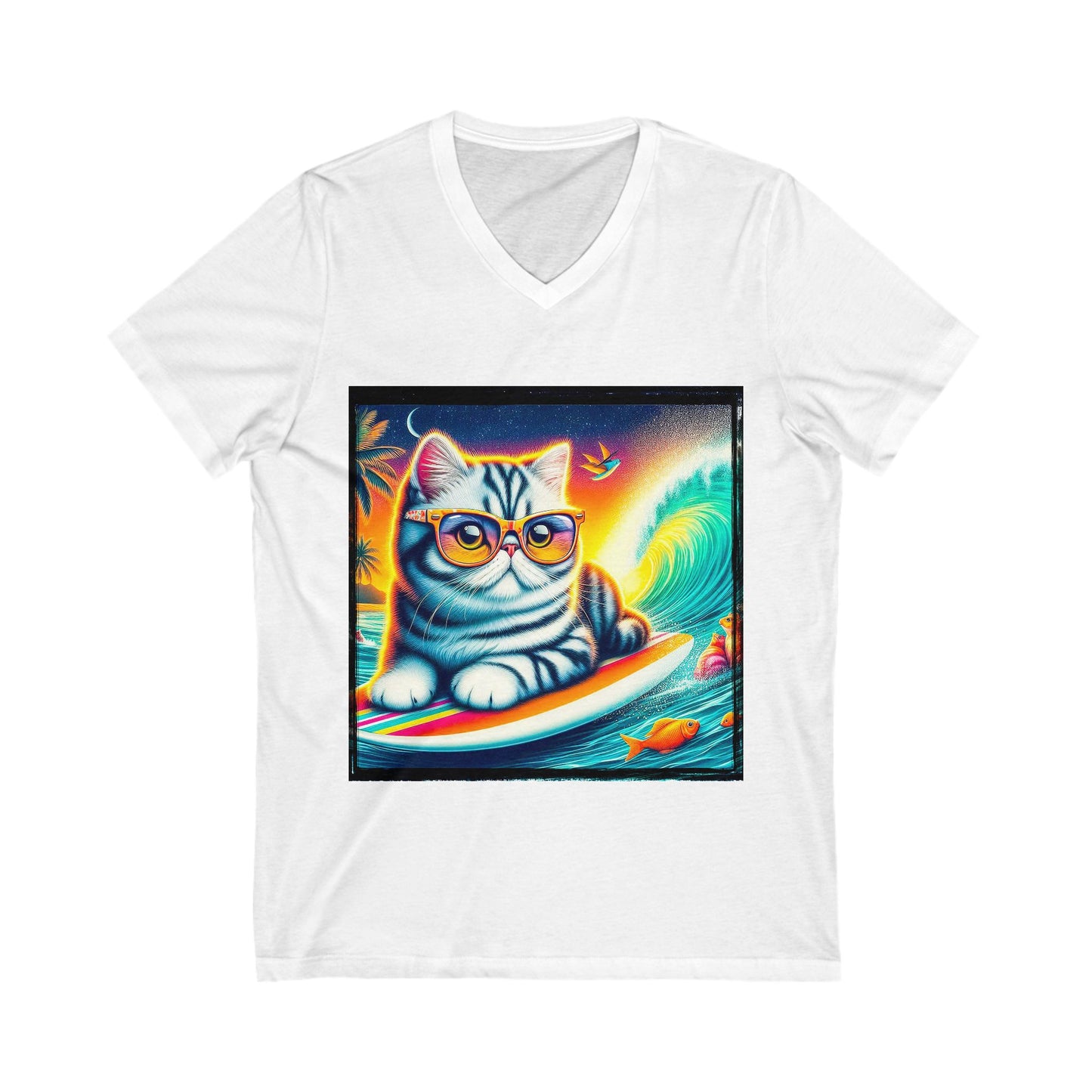 Exotic Shorthair Cat Unisex Jersey Short Sleeve V-Neck Tee