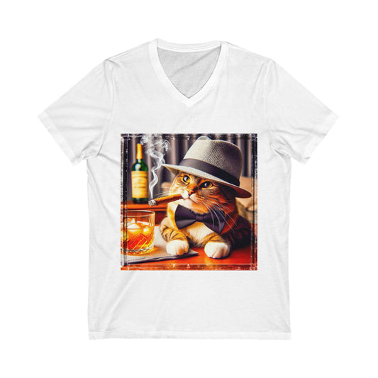 Domestic Cat Unisex Jersey Short Sleeve V-Neck Tee
