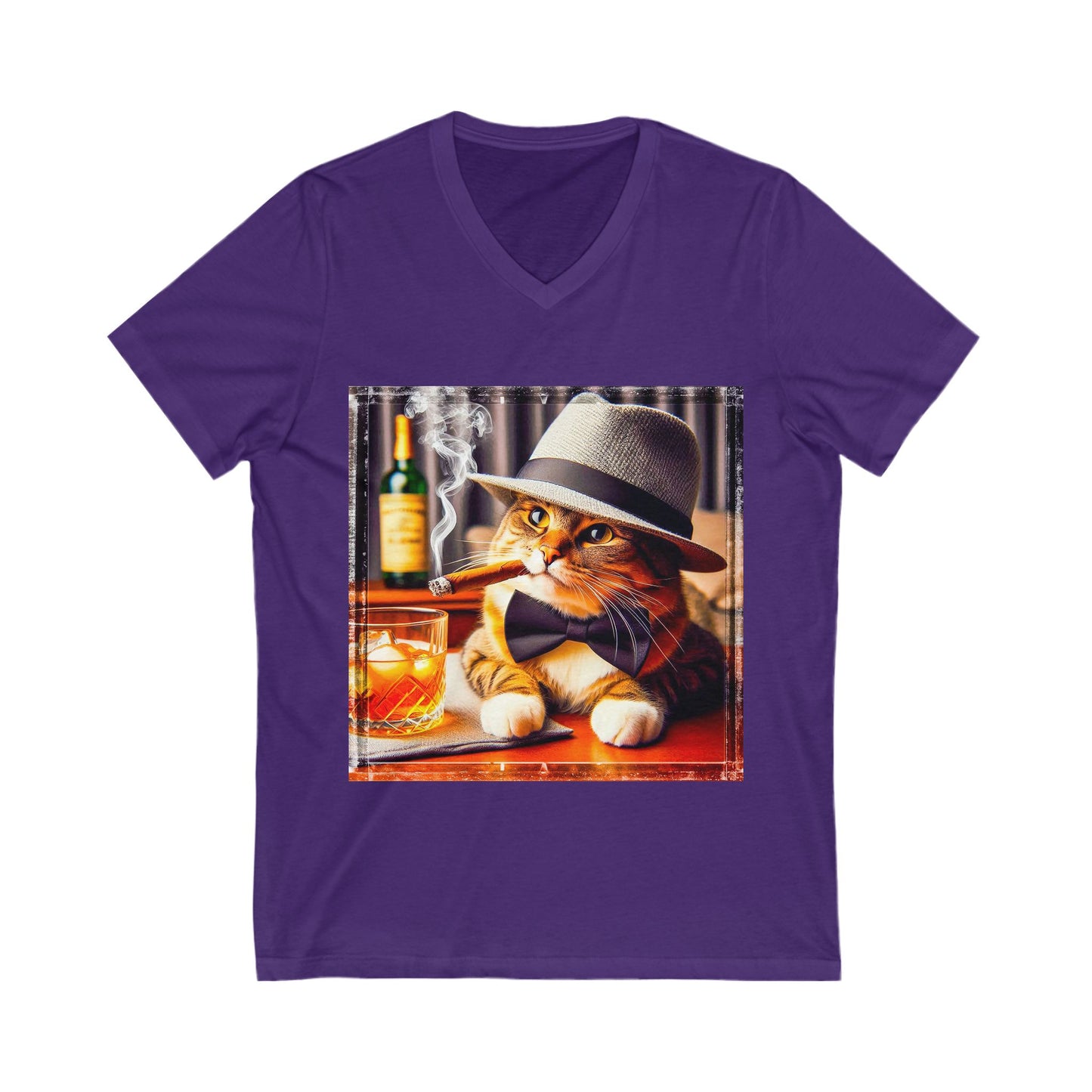 Domestic Cat Unisex Jersey Short Sleeve V-Neck Tee