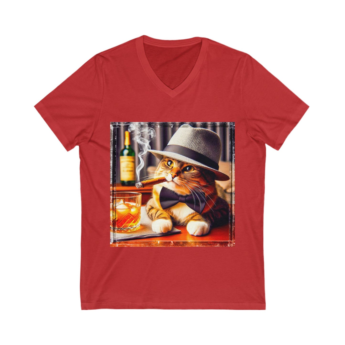Domestic Cat Unisex Jersey Short Sleeve V-Neck Tee