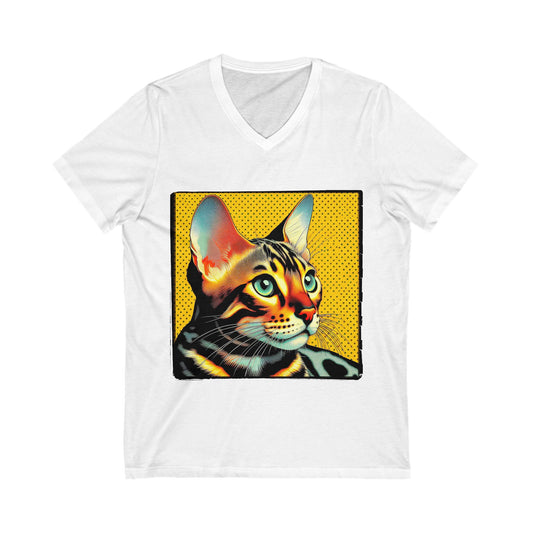Bengal yellow stripes Short Sleeve V-Neck Tee