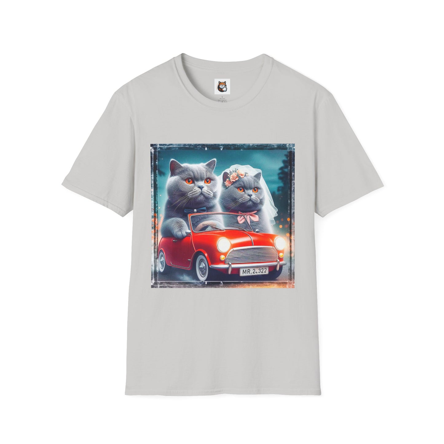 Wacky British Shorthair tiny red car Softstyle T-Shirt