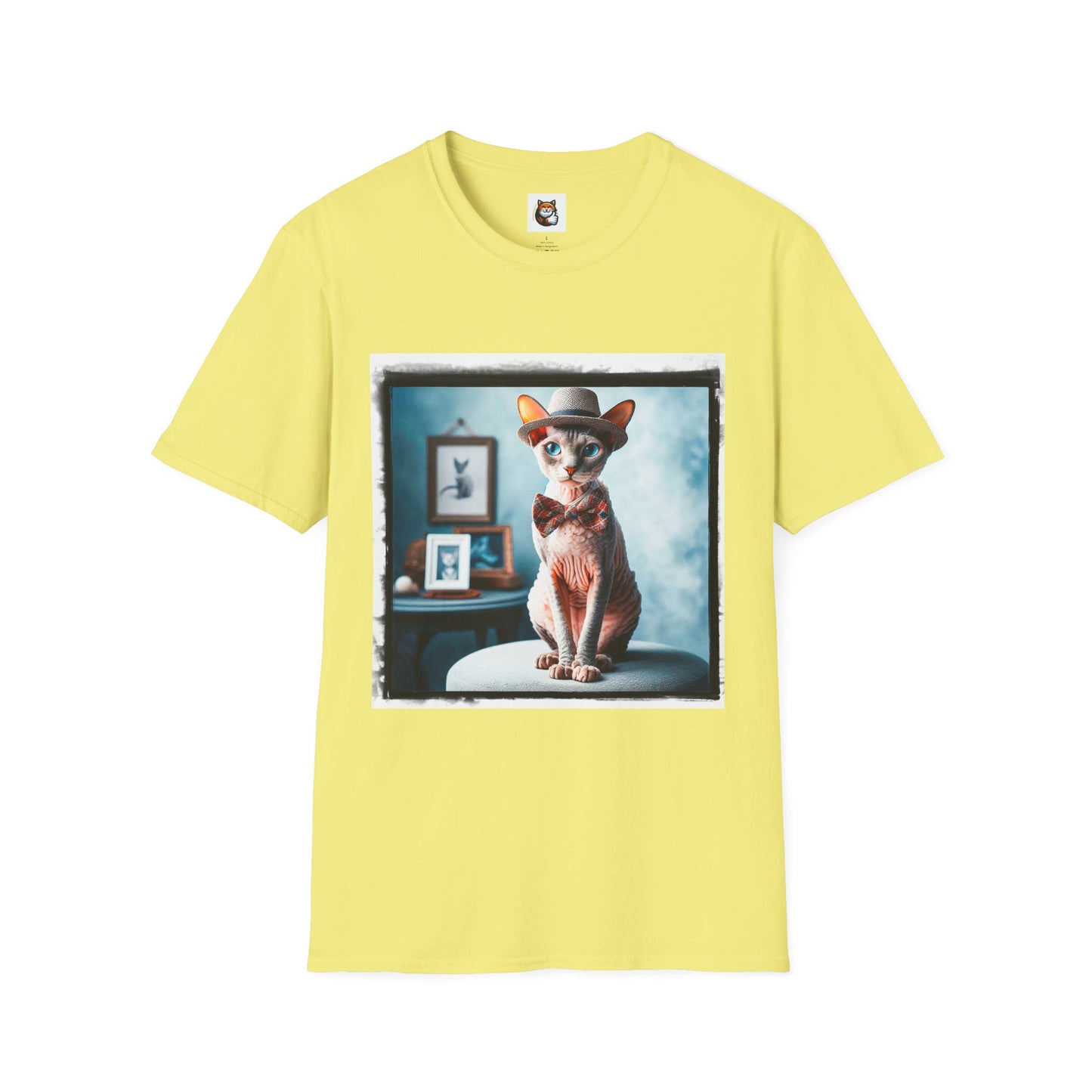 Cornish Rex Cat hat and bow tie Softstyle T-Shirt