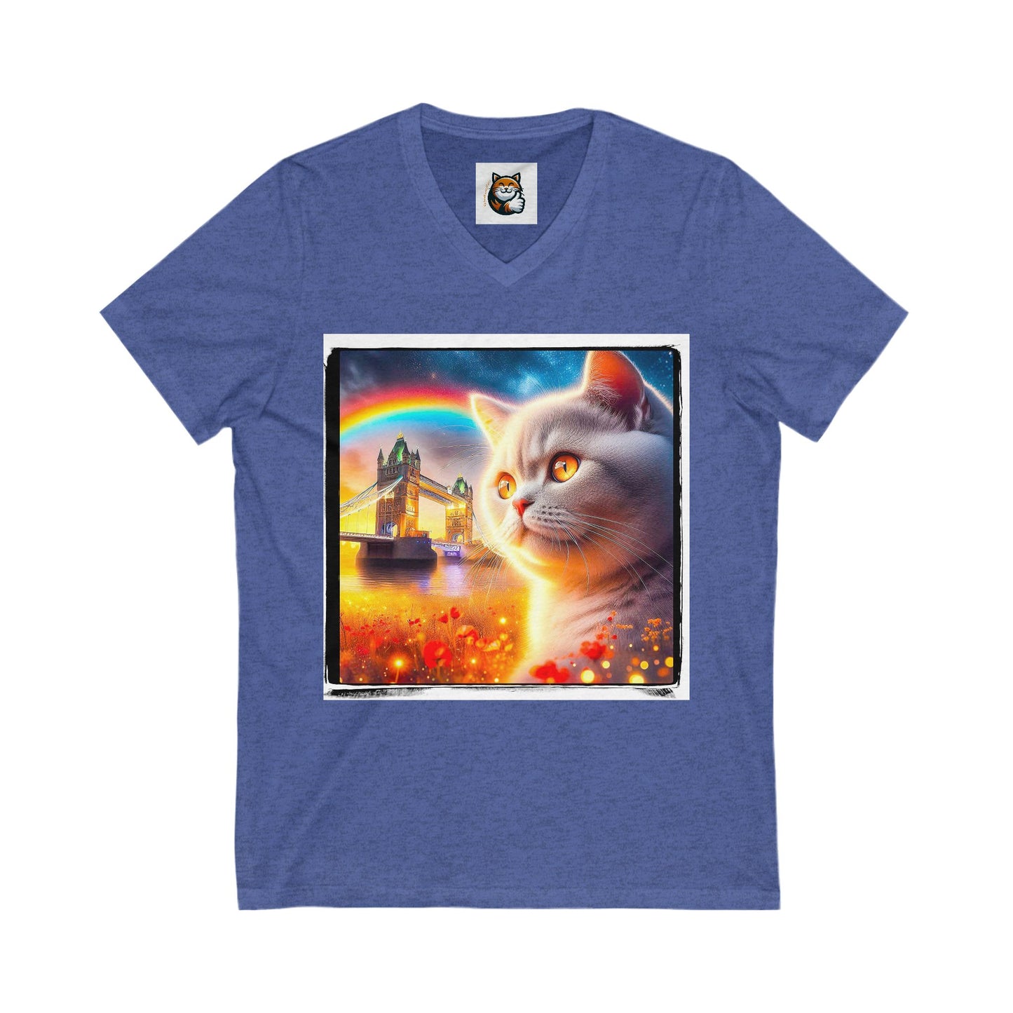 British Shorthair Unisex Jersey Short Sleeve V-Neck Tee