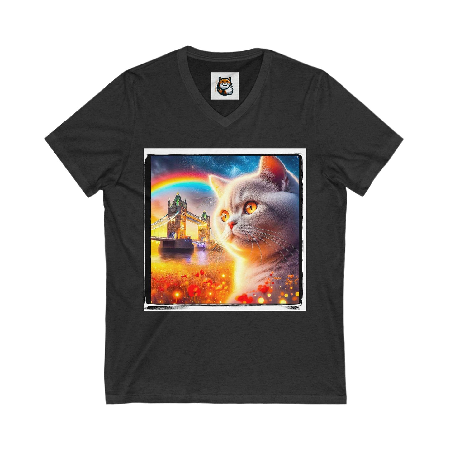 British Shorthair Unisex Jersey Short Sleeve V-Neck Tee