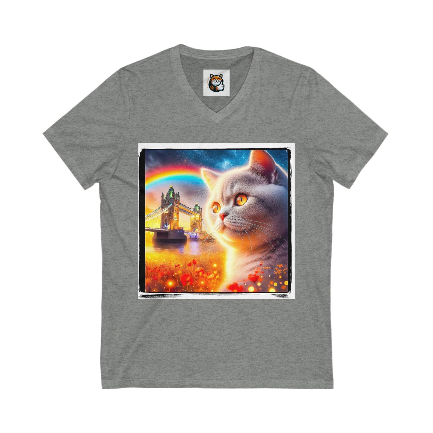 British Shorthair Unisex Jersey Short Sleeve V-Neck Tee