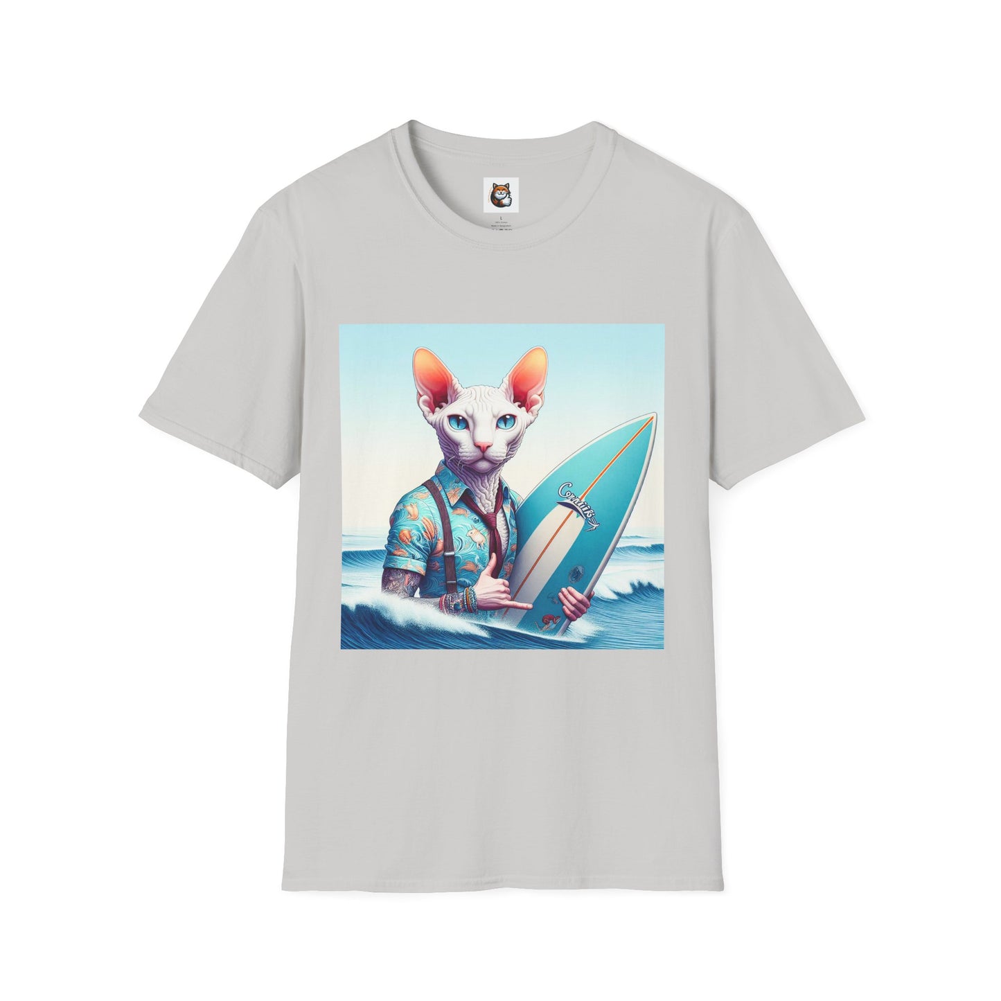Cornish Rex Cat beach surfer T-Shirt