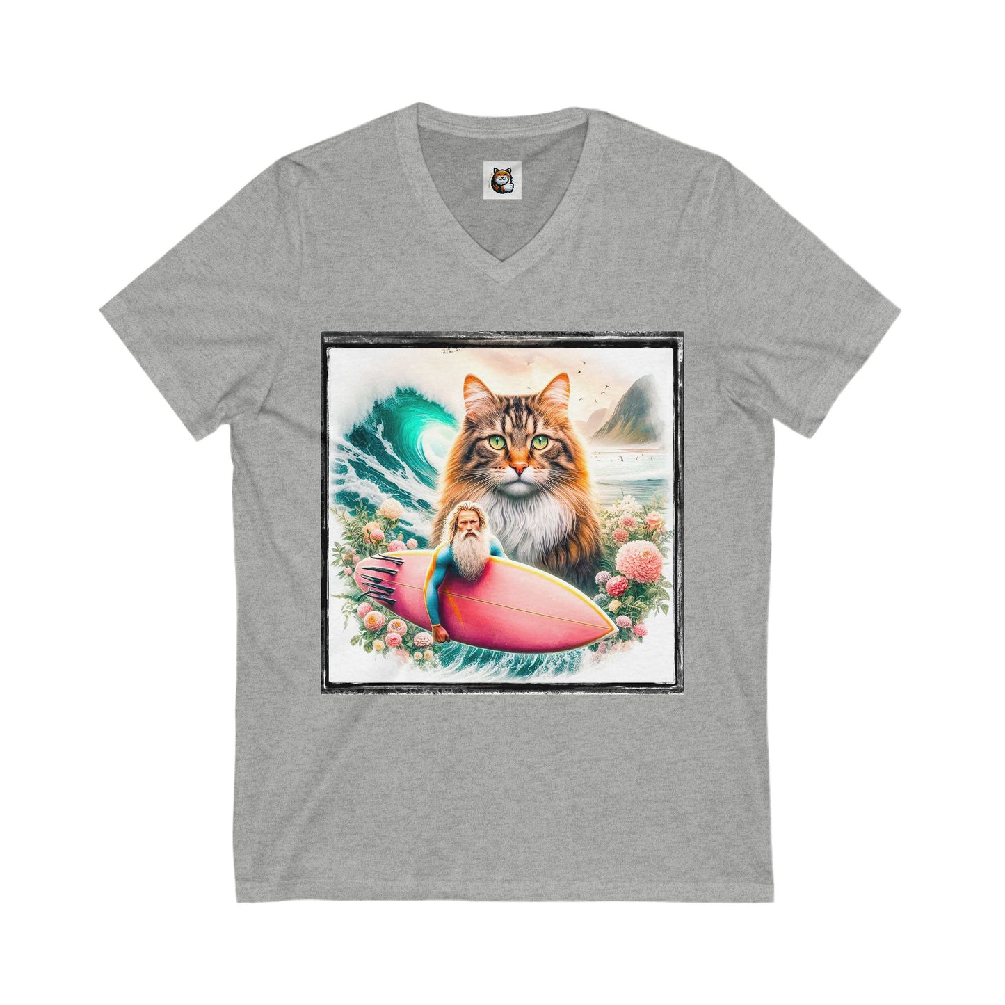 Norwegian Forest Cat Unisex Jersey Short Sleeve V-Neck Tee