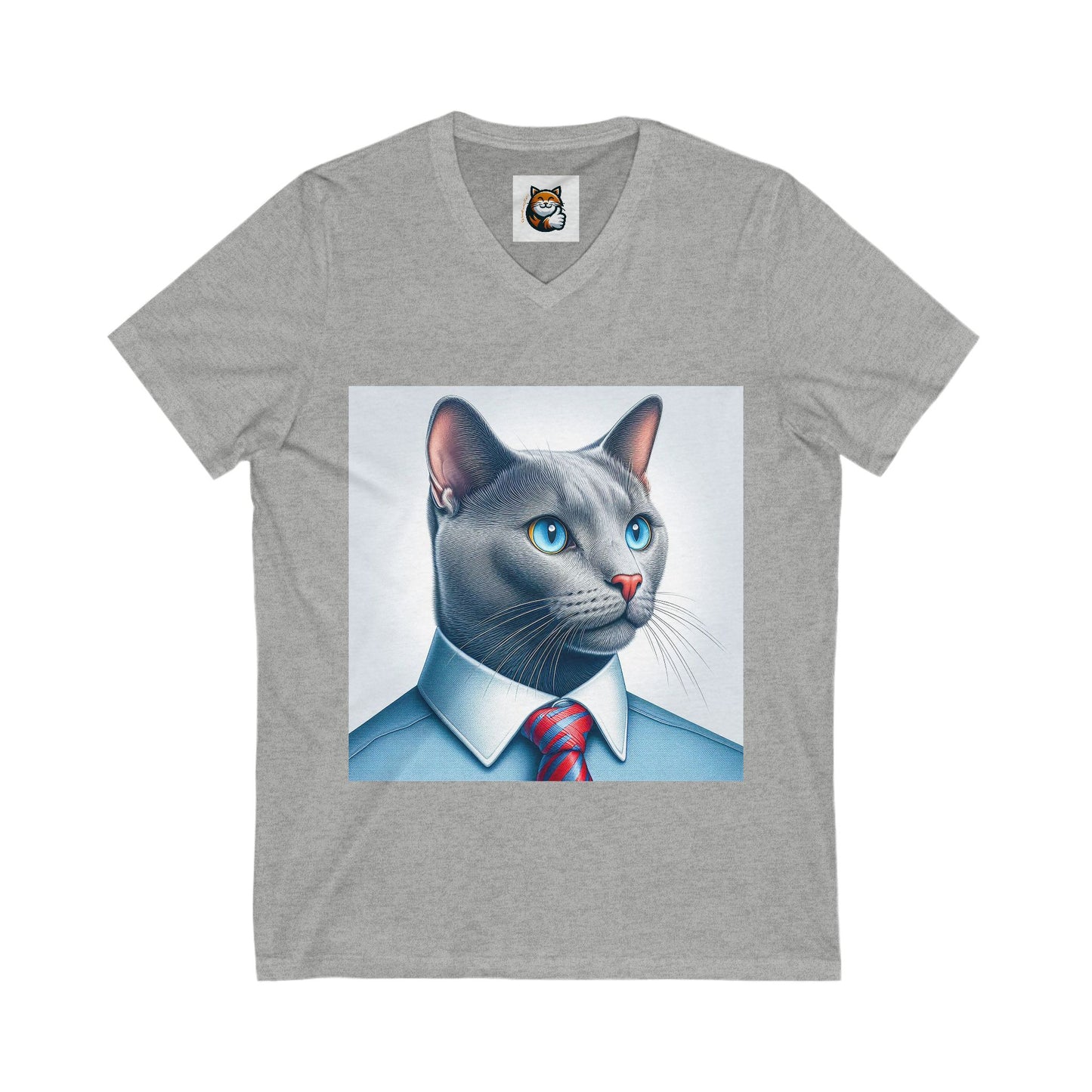Russian Blue Cat Unisex Jersey Short Sleeve V-Neck Tee