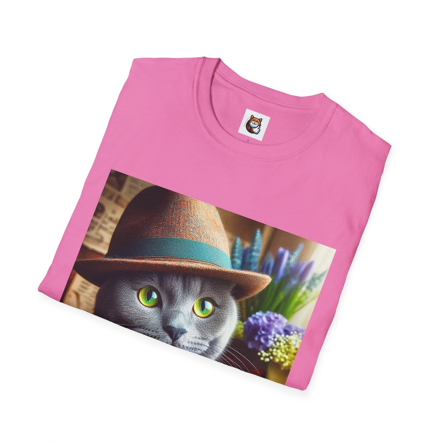 Russian Blue Cat hat and bow tie T-Shirt
