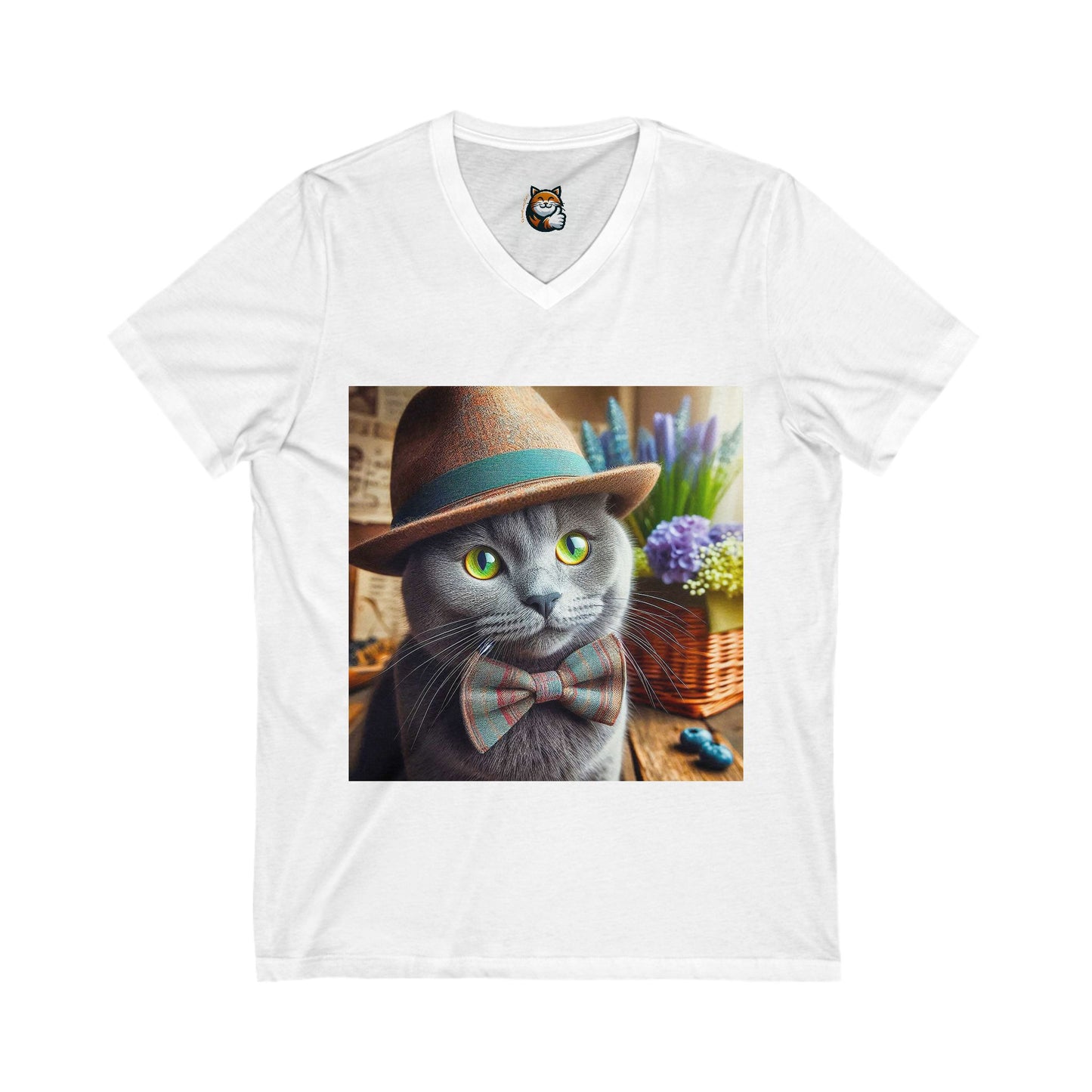 Russian Blue Cat bow tie cutie tees