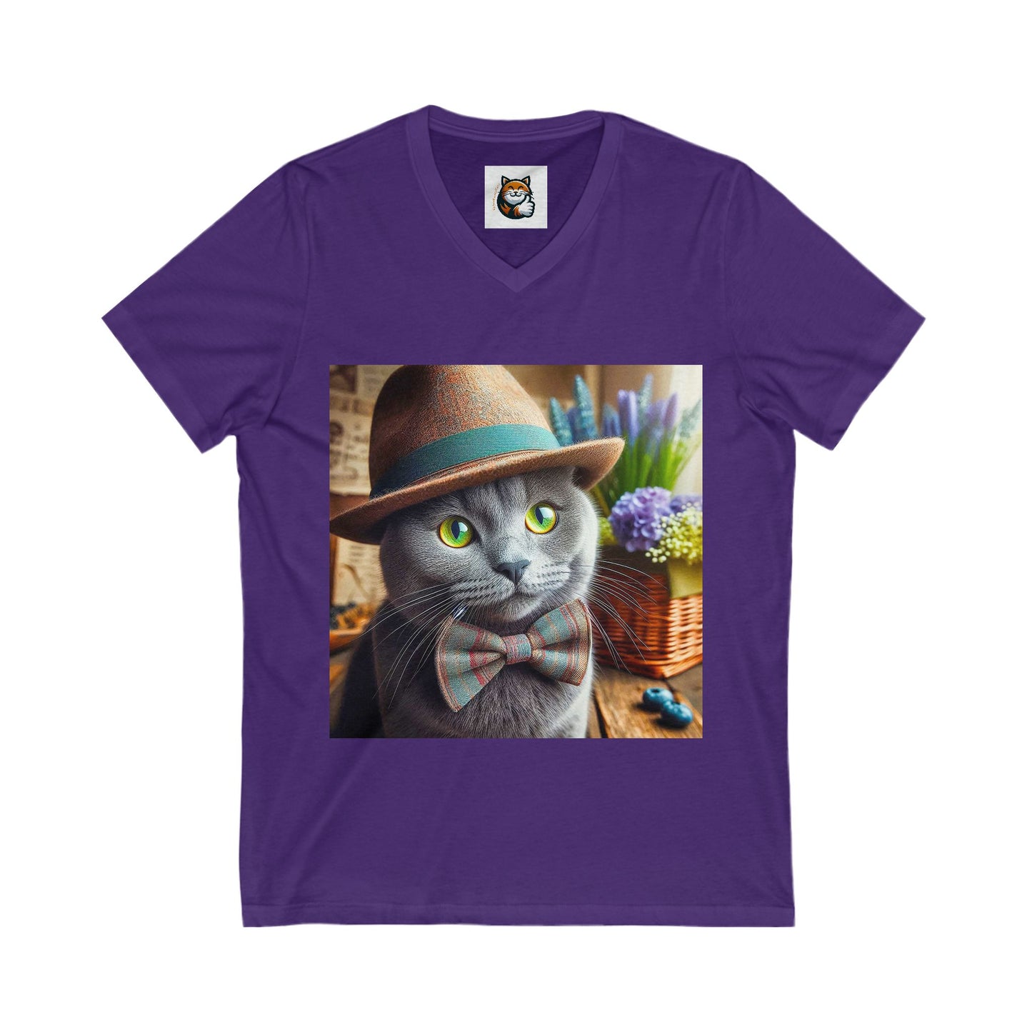 Russian Blue Cat bow tie cutie tees