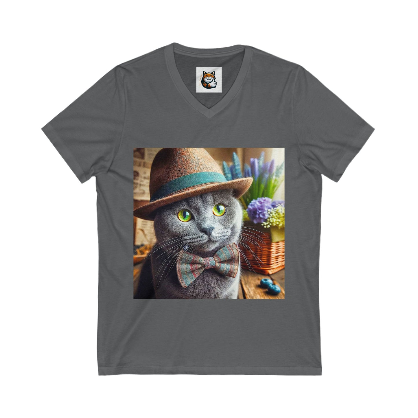 Russian Blue Cat bow tie cutie tees