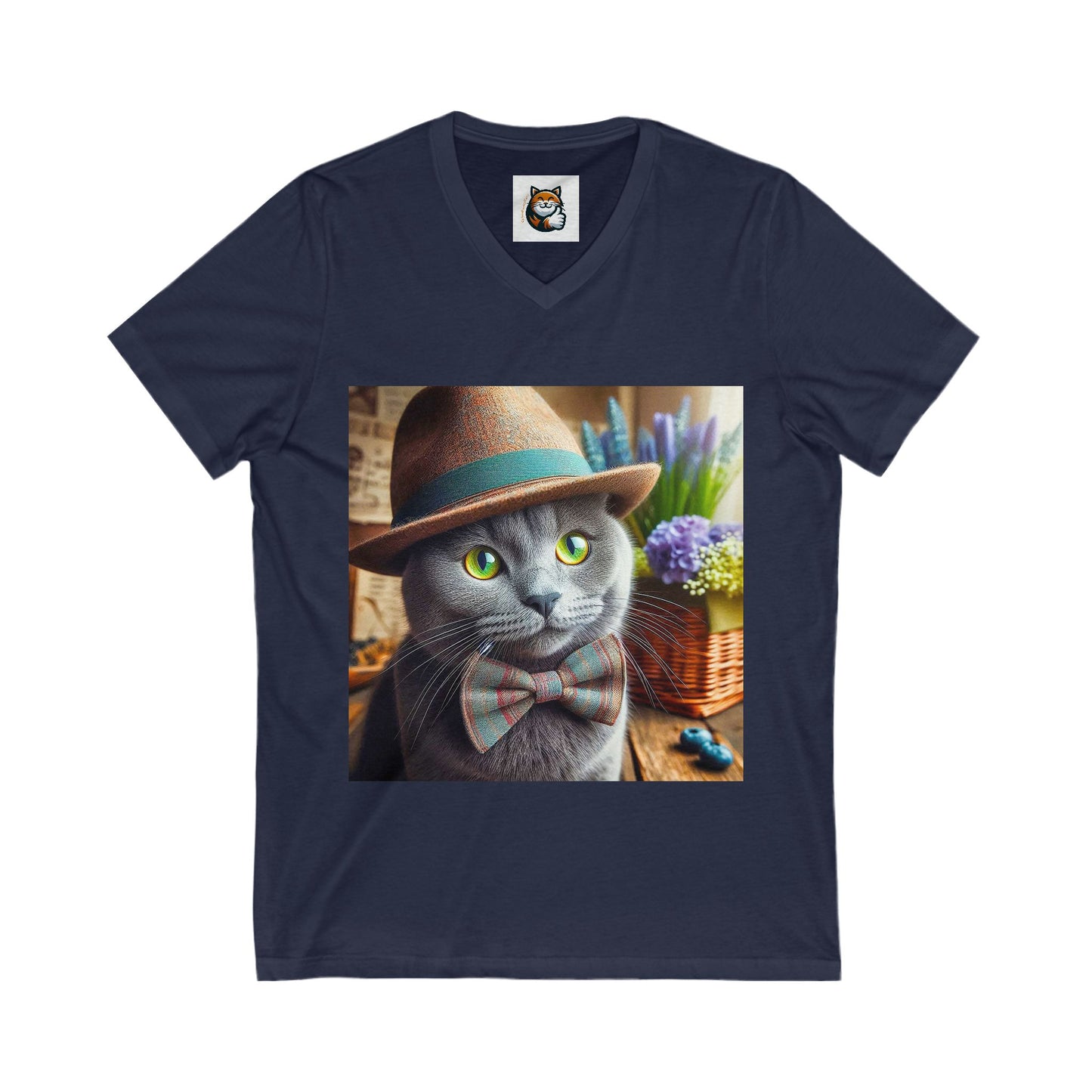 Russian Blue Cat bow tie cutie tees