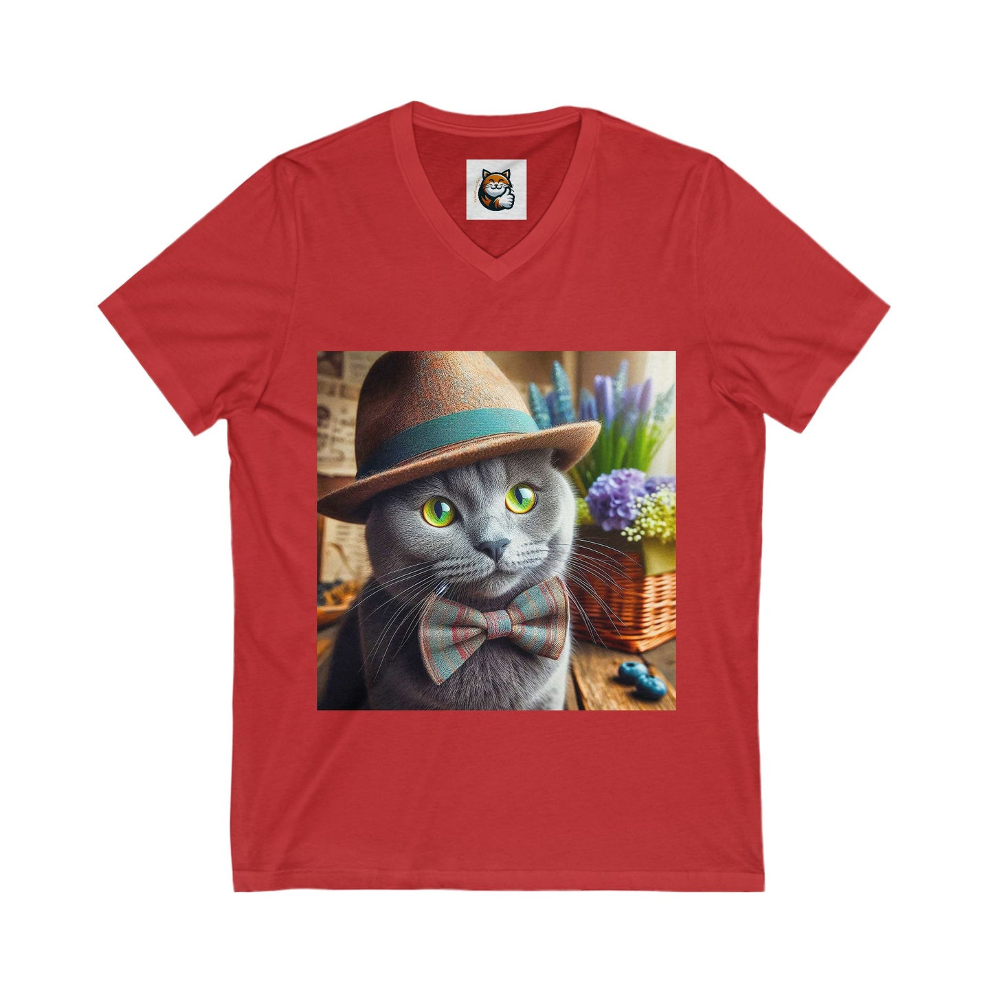 Russian Blue Cat bow tie cutie tees