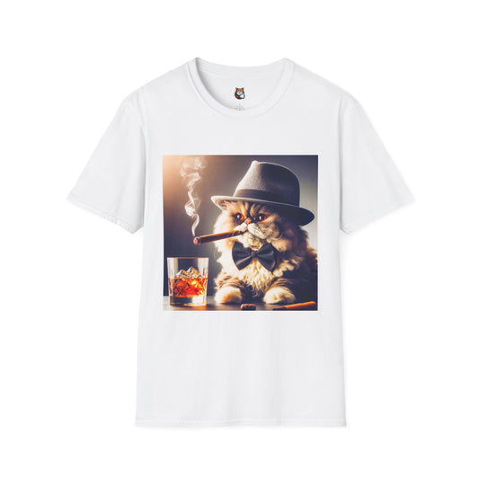 Selkirk Rex Cat T-Shirt cigars and whiskey
