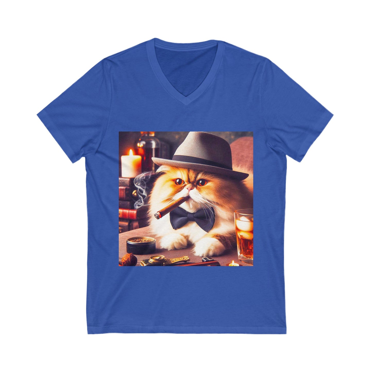 Persian Cat Unisex Jersey Short Sleeve V-Neck Tee