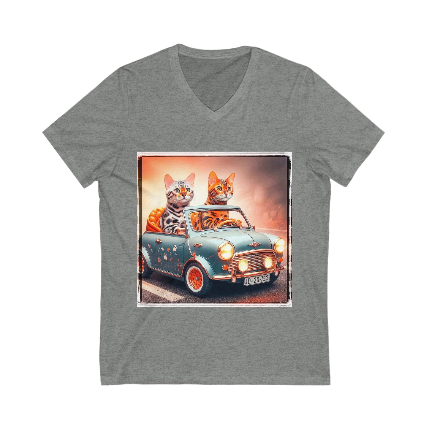 Wacky Bengal  couple driving Sleeve V-Neck Tee