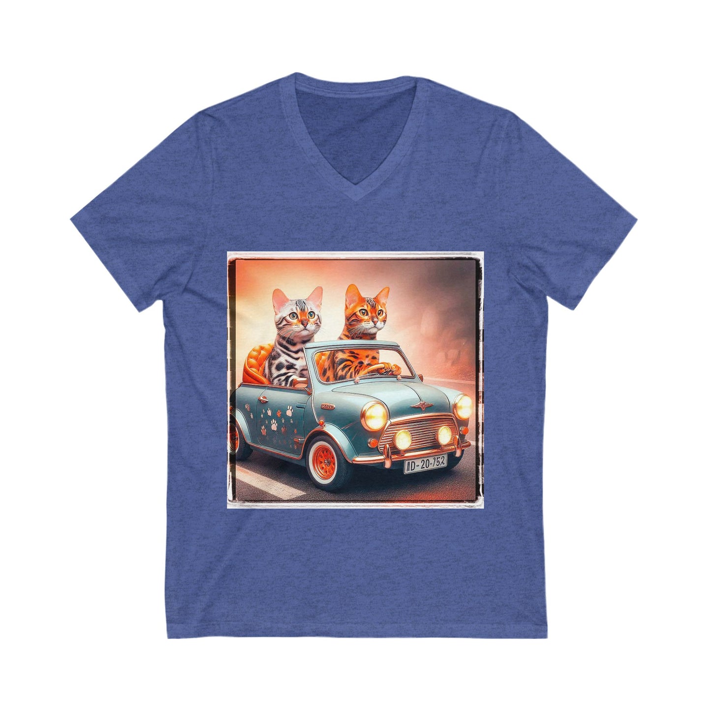 Wacky Bengal  couple driving Sleeve V-Neck Tee