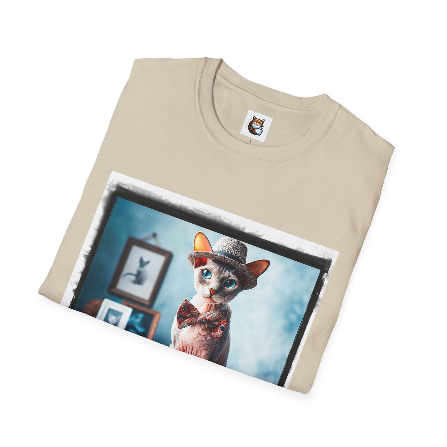 Cornish Rex Cat hat and bow tie Softstyle T-Shirt