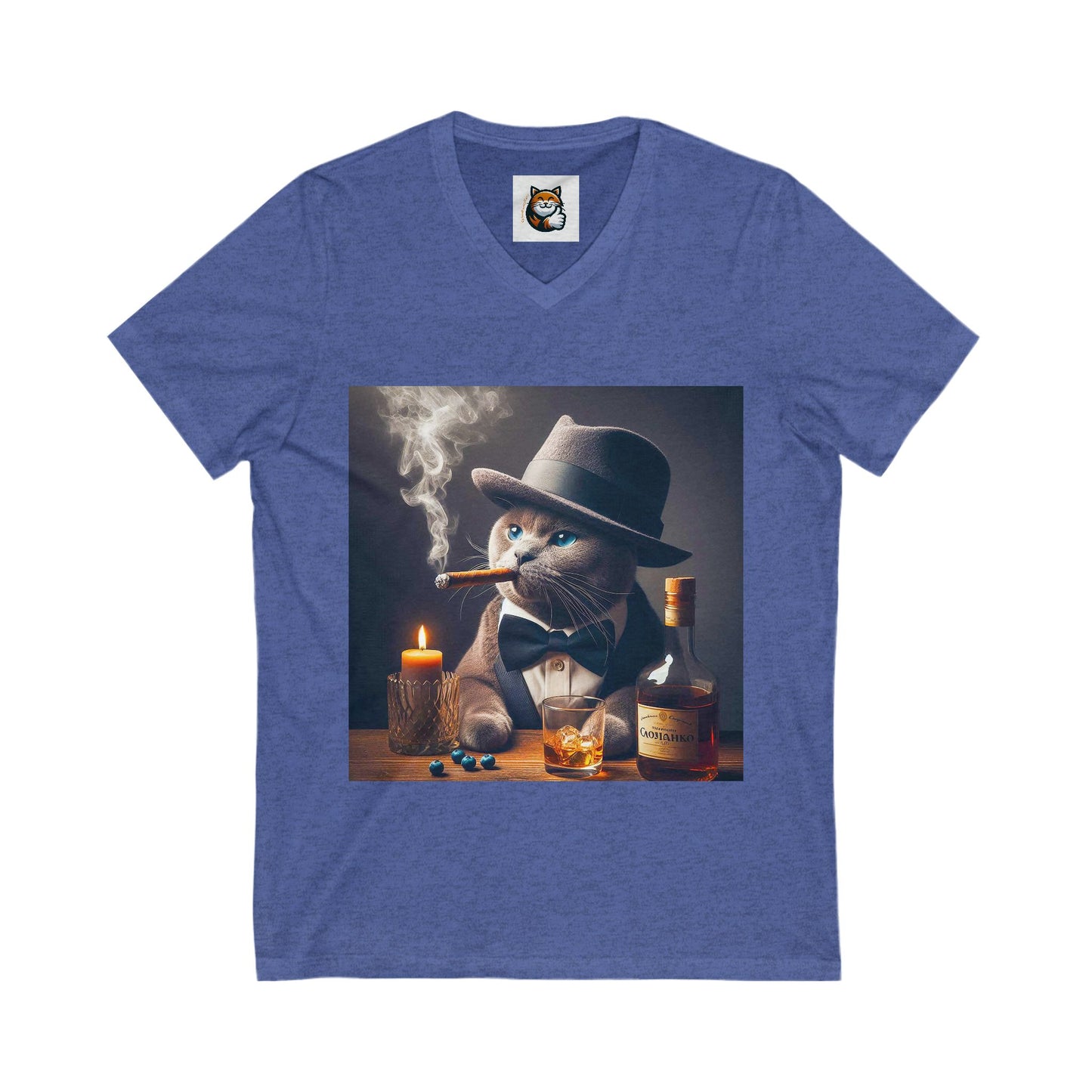 Russian Blue Cat cigars and whiskey