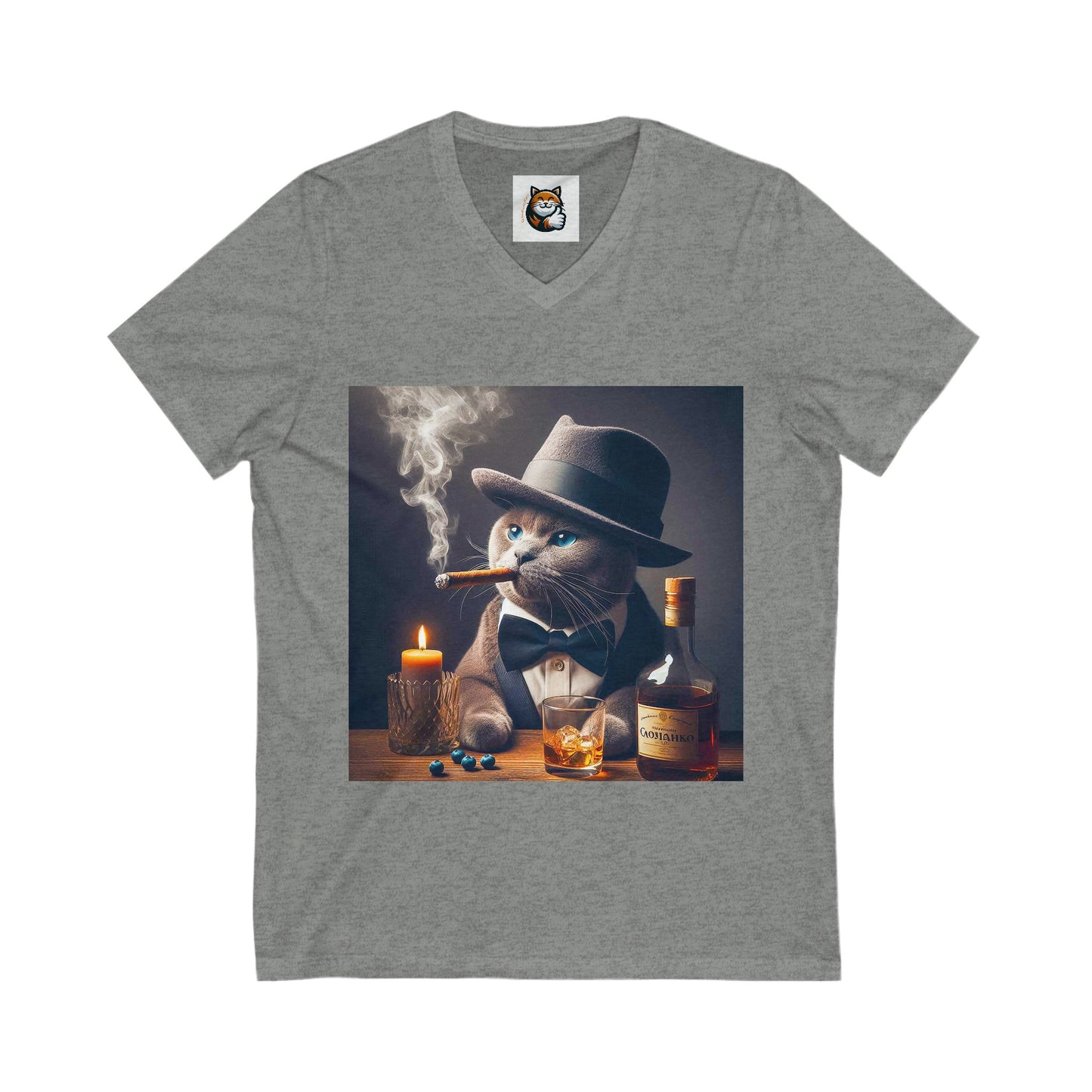 Russian Blue Cat cigars and whiskey