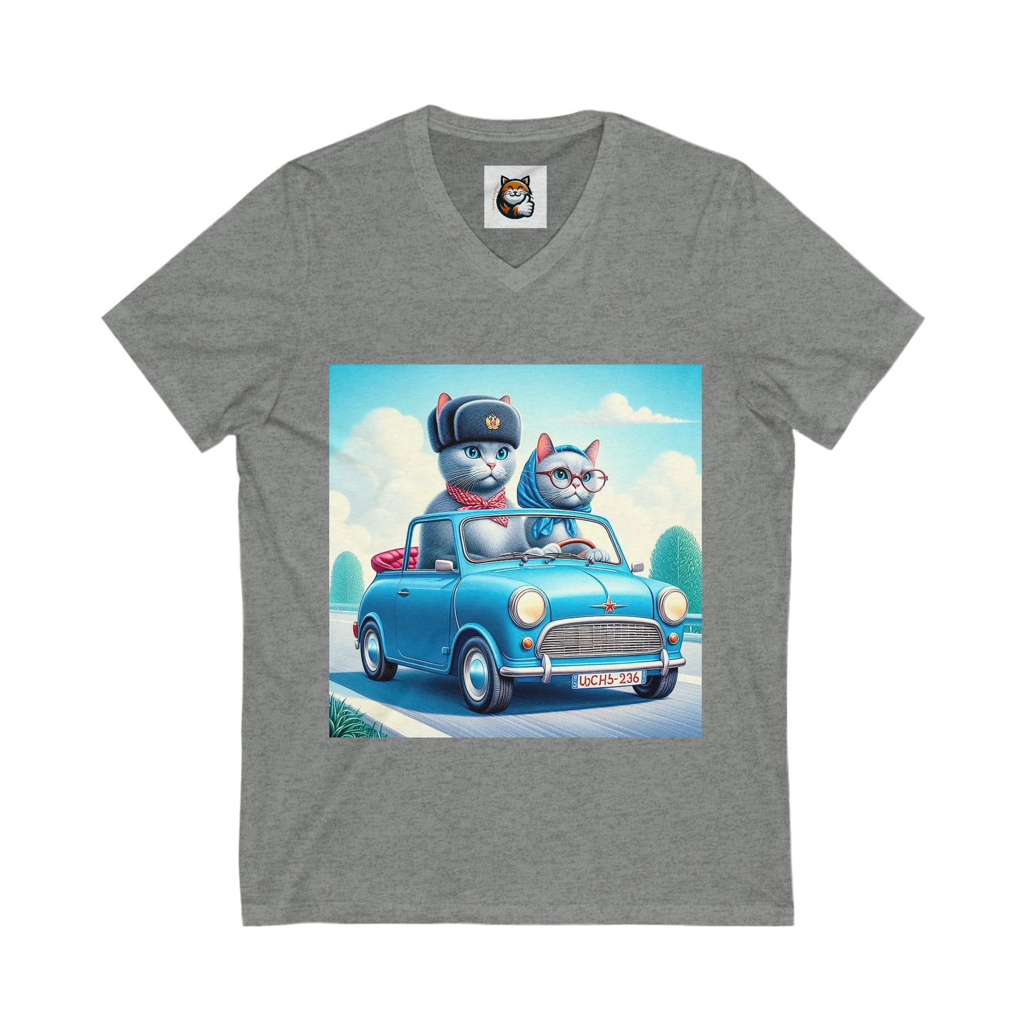 Wacky Russian Blue Cat couple driving  Tee
