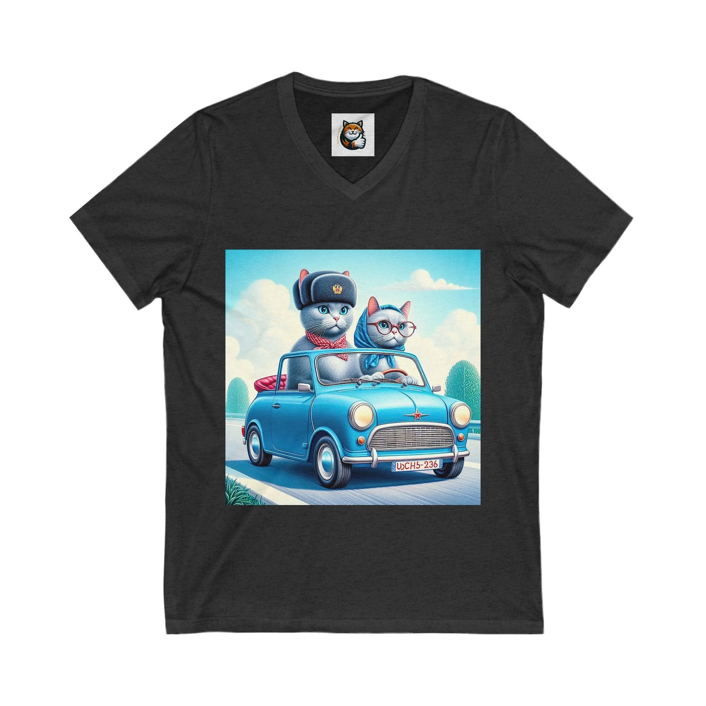 Wacky Russian Blue Cat couple driving  Tee