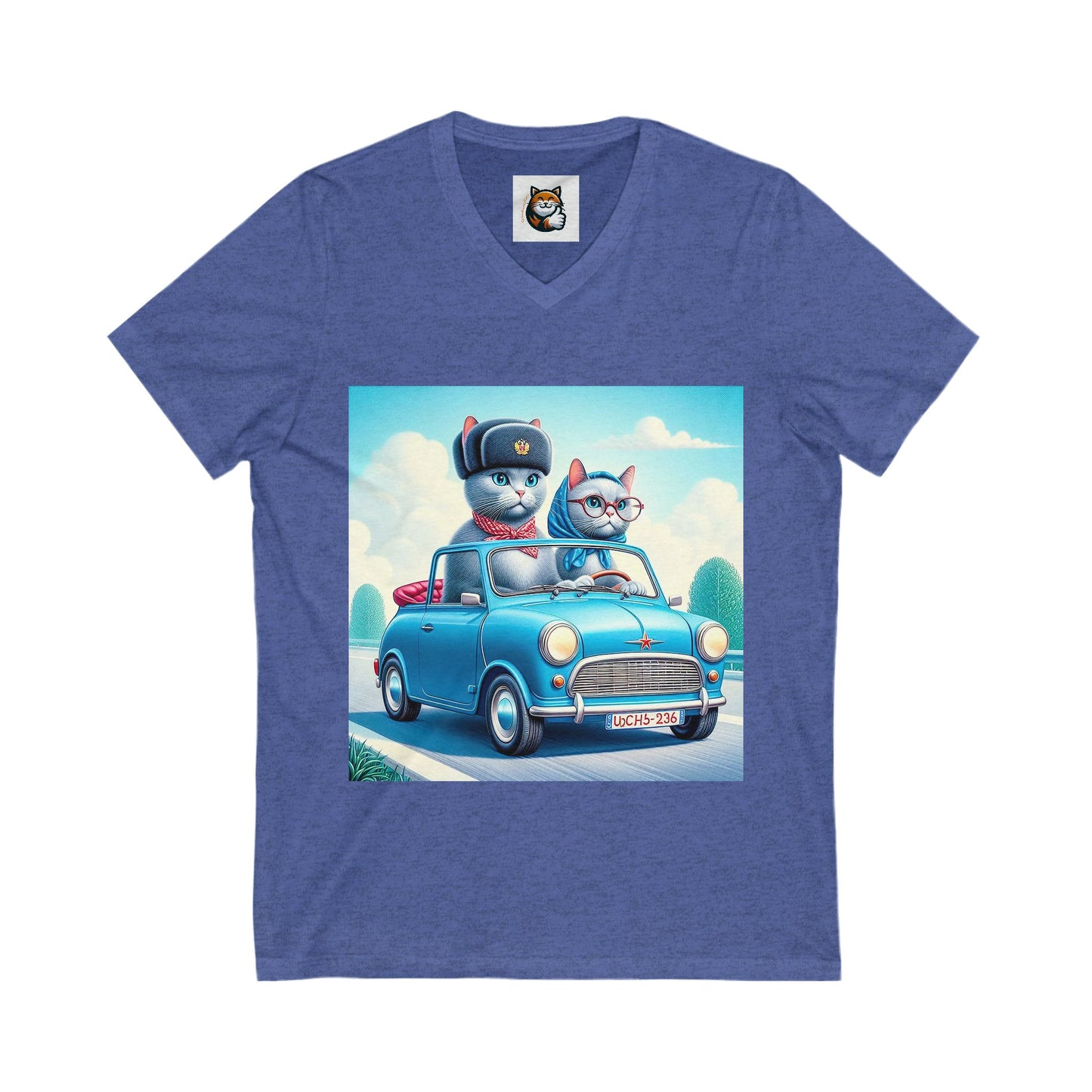 Wacky Russian Blue Cat couple driving  Tee