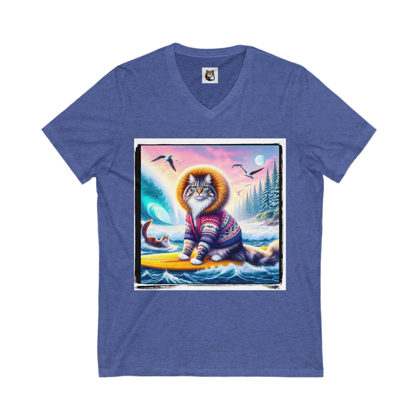 Norwegian Forest Cat Unisex Jersey Short Sleeve V-Neck Tee