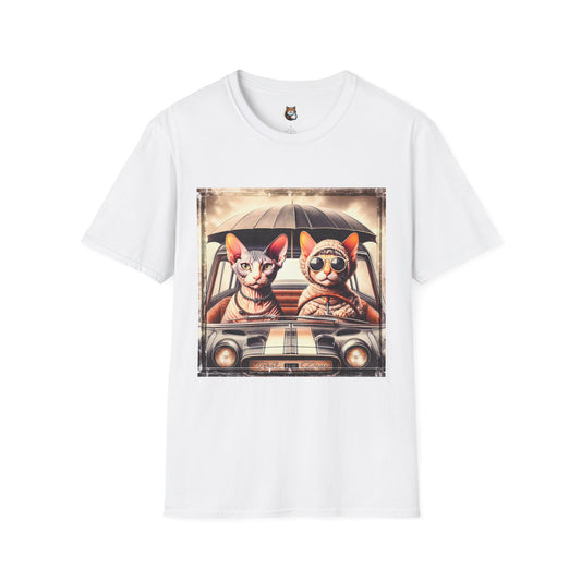 Wacky Cornish Rex Cat couple driving  T-Shirt