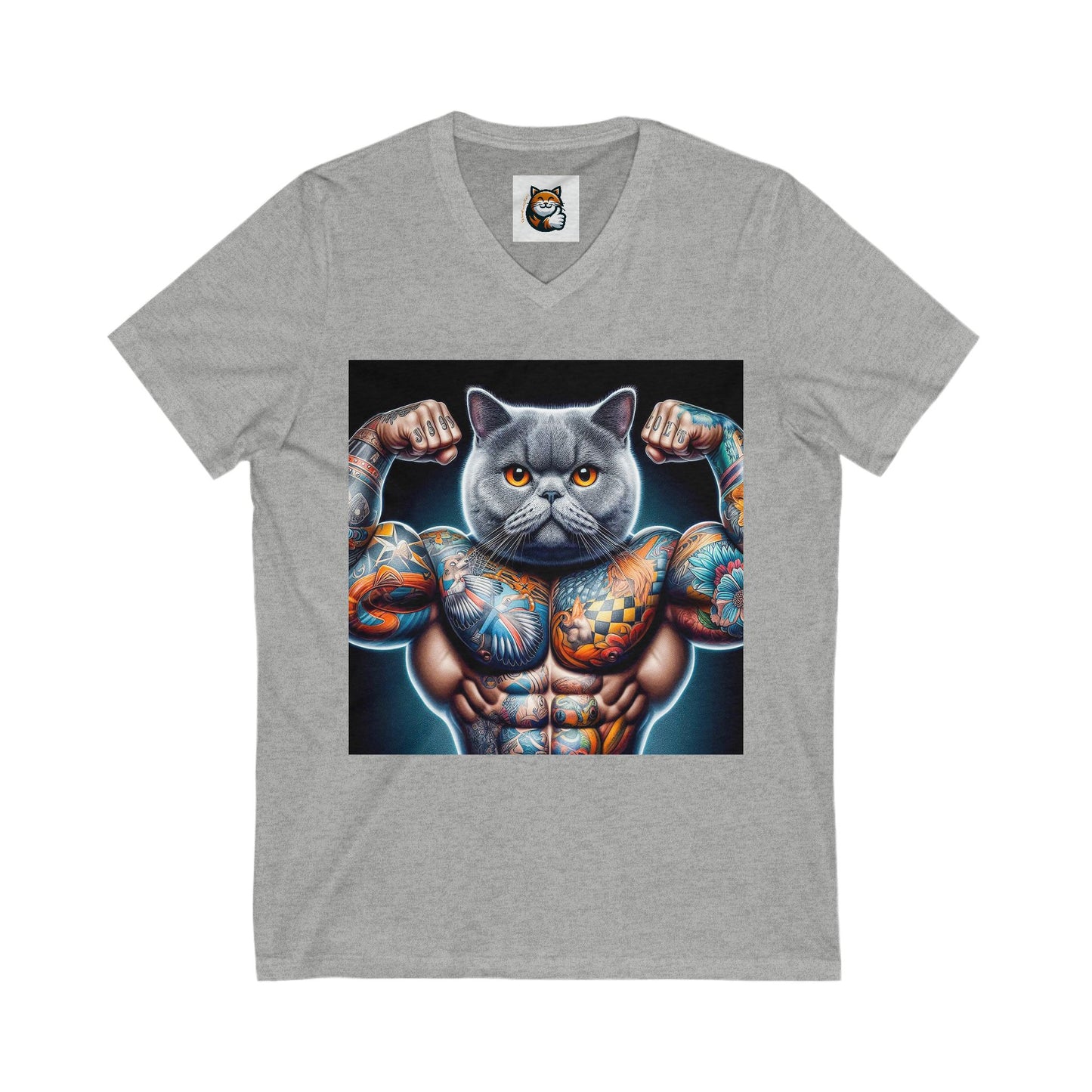 British Shorthair Unisex Jersey Short Sleeve V-Neck Tee
