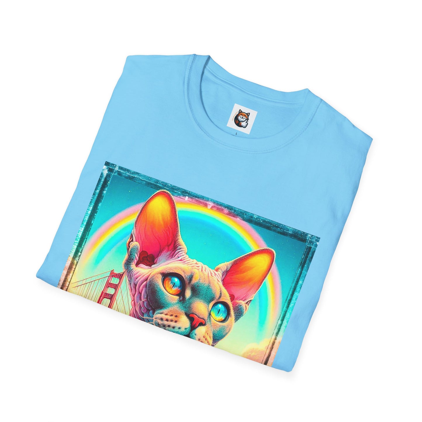 Devon Rex Cat rainbow  Softstyle T-Shirt